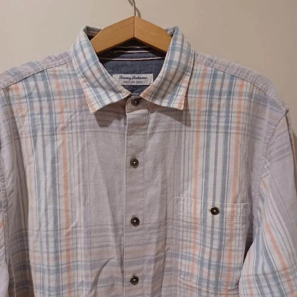 Tommy Bahama Men's Coastline Cord Long Sleeve Button Front Plaid Shirt Large - Picture 2 of 8